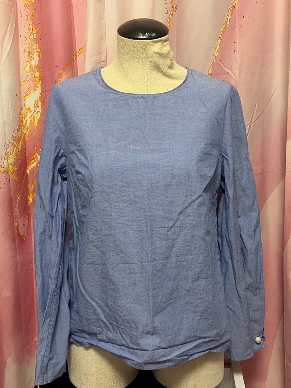 Banana Republic Light Blue Long Sleeve Round Neck Blouse